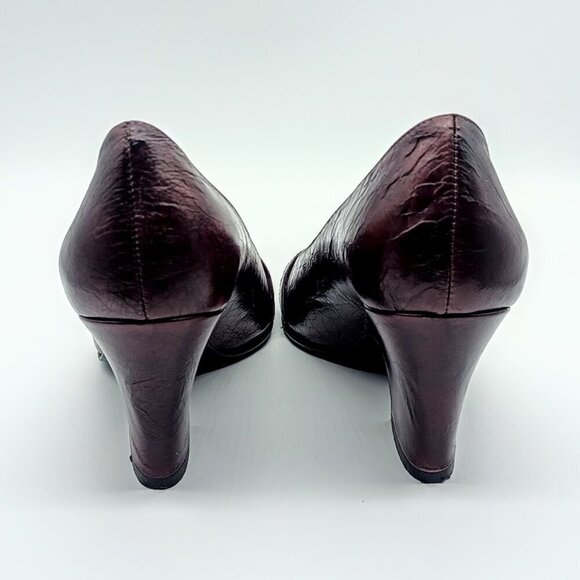 Biala Italian Burgundy Red Leather Heels - 7M - Picture 5 of 10